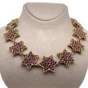18K YELLOW GOLD 9 STAR NECKLACE- 13.5 CARAT RUBIES AND 13.5 CARAT EMERALDS