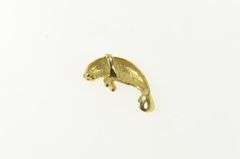 14K Yellow Gold Textured Manatee Ocean Marine Animal Pendant