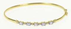 14K Yellow Gold Tanzanite Diamond Vintage Oval Bangle Bracelet