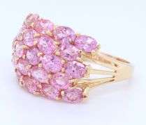 Gorgeous Yellow Gold 8ctw Pink Sapphire Multi Row Ring