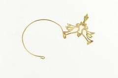 14K Yellow Gold Diamond Cut Love Bird Charm Holder Loop Pendant