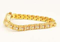 LADIES GENEVA & GEMSTONE WATCH-18KT GP