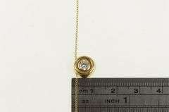 14K Yellow Gold 1.0mm Cable Chain Cubic Zirconia Round Necklace