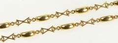 14K Yellow Gold Domed Bar X Link Vintage Retro Fashion Chain Necklace