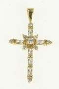 10K Yellow Gold Classic Vintage Cross Christian Faith CZ Charm/Pendant