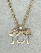 14K GOLD 3 TONE "BOY AND GIRL" CHARM NECKLACE