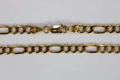 22k Yellow Gold Plated Sterling Silver Diamond-Cut Figaro Link Chain 4.5mm Solid 925 Italy Necklace 28"