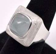 Opulent White Gemstone Ring In 14K White Gold