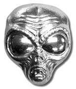2 oz. FINE SILVER ALIEN HEAD- POURED BAR
