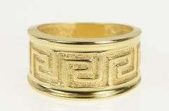14K Yellow Gold Graduated Greek Wave Key Pattern Band Ring