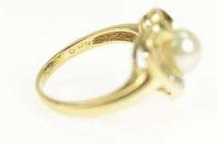 14K Yellow Gold Pearl Diamond Accent Heart Love Symbol Ring