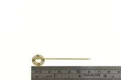 14K Yellow Gold Art Deco Sim. Sapphire Circle Round Stick Pin