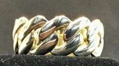 UNIQUE UNISEX 14K YELLOW GOLD CUBAN LINK CHAIN RING