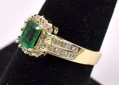 Outstanding Emerald And Diamond Ring In 14K Yellow Gold