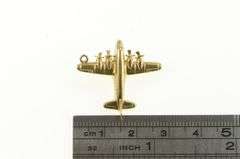 14K Yellow Gold 3D Articulated Propeller Air Plane Jet Charm/Pendant