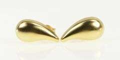 14K Yellow Gold High Relief Tear Drop Paisley Curved Stud Earrings