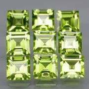 Princess cut unheated! 6.54ct Peridot set