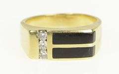 14K Yellow Gold Squared Black Onyx Diamond Statement Ring