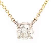 Italian 0.48ct Round Diamond Solitaire Pendant Necklace in 14K
