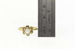 14K Yellow Gold Pearl Ornate Flower Blossom Retro Vintage Ring