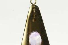 14K Yellow Gold Vintage Oval Amethyst Geometric Curved Charm/Pendant