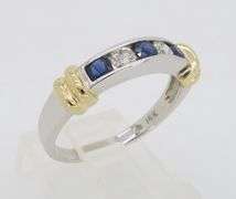 Two-Tone Diamond & Blue Sapphire Channel Set Band