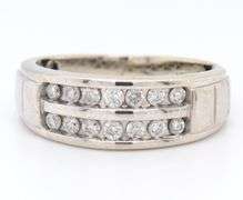 Sparkling Two Row Channel Set Diamond Band in White Gold