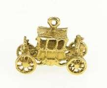 9K Yellow Gold 3D Articulated Carriage Princess Royalty Charm/Pendant