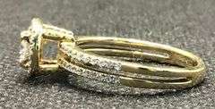 STUNNING HALO CROWN 14K YELLOW GOLD ENGAGEMENT DIAMOND RING