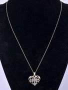 Vermeil Heart With Cross Pendant Necklace In Sterling Silver