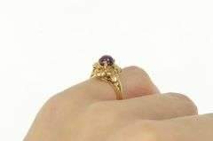 14K Yellow Gold 1960's Natural Star Ruby Leaf Design Vintage Ring