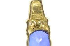 10K Yellow Gold Oval Syn. Sapphire Diamond Accent Classic Pendant