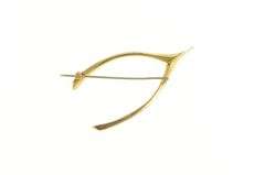 14K Yellow Gold Wish Bone Retro Good Luck Symbol Pendant