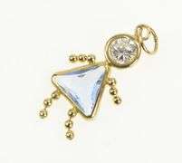 14K Yellow Gold Birthstone Baby September Sim. Sapphire Charm/Pendant