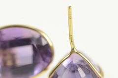 14K Yellow Gold Victorian Inspired Oval Amethyst Vintage Stud Earrings