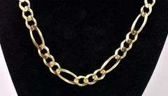 Charming Figaro Link Chain Necklace In 14K Yellow Gold