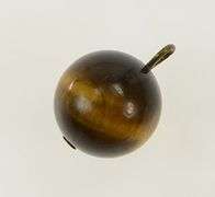 14K Yellow Gold Tiger's Eye 3D Ball Sphere Vintage Charm/Pendant