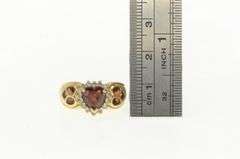 14K Yellow Gold Sweet Heart Garnet Diamond Halo Valentine Ring