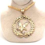 14K GOLD DIAMOND CUT EAGLE CHARM WITH CHAIN