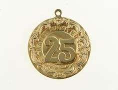 14K Yellow Gold 1950's Ornate 25th Anniversary Scalloped Charm/Pendant
