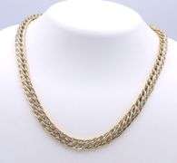 Incredible Two Tone Wheat Chain Necklace with Jumbo Spring Ring