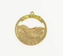 14K Yellow Gold Alaska Landscape Mountain Raw Nugget Charm/Pendant