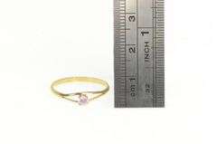Gold Filled Sim. Pink Topaz Solitaire Vintage Simple Ring