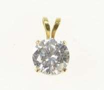 14K Yellow Gold Round CZ Solitaire Vintage Statement Charm/Pendant