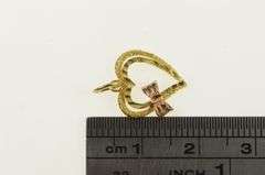 14K Yellow Gold Heart Bow Promise Valentine Black Hills Charm/Pendant