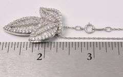 CZ Leaf Pendant Necklace In Sterling Silver