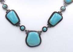 Art Deco Sterling Silver Turquoise Necklace