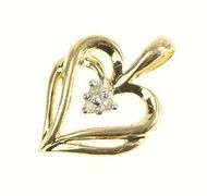 10K Yellow Gold Diamond Cluster Heart Love Symbol Classic Pendant