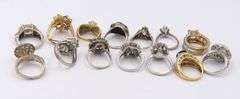 Group lot of 4 Vintage Sterling Silver Cubic Zirconia Rings