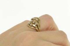 14K Yellow Gold 0.46 Ctw 1950's Diamond Wavy Layer Statement Ring